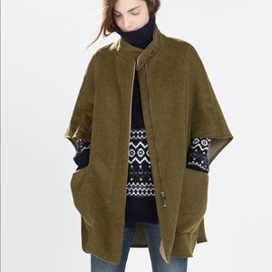 NWOT Zara Wool Double-Sided Cape